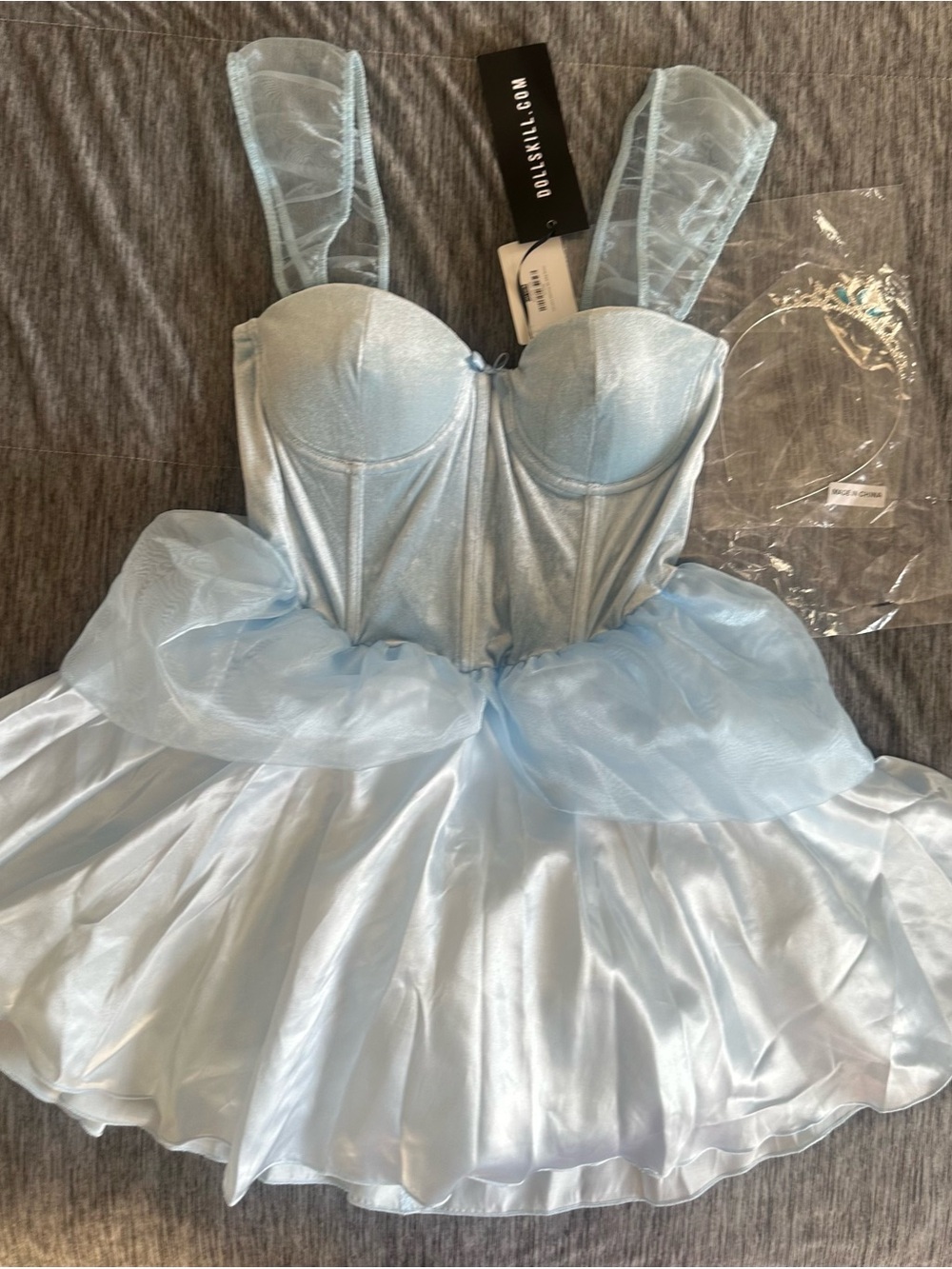 Dolls Kill Light Blue Tulle Bustier Mini Dress Cinderella